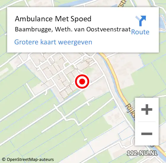 Locatie op kaart van de 112 melding: Ambulance Met Spoed Naar Baambrugge, Weth. van Oostveenstraat op 28 maart 2016 23:56