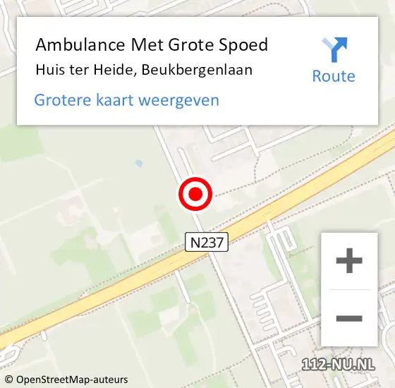 Locatie op kaart van de 112 melding: Ambulance Met Grote Spoed Naar Huis ter Heide, Beukbergenlaan op 29 maart 2016 00:04