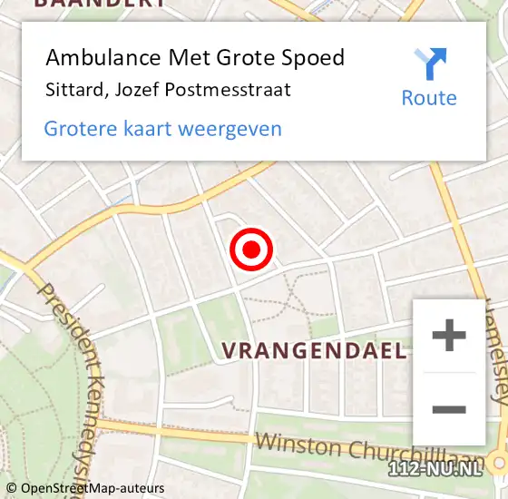 Locatie op kaart van de 112 melding: Ambulance Met Grote Spoed Naar Sittard, Jozef Postmesstraat op 15 september 2013 15:33