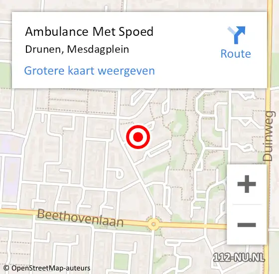 Locatie op kaart van de 112 melding: Ambulance Met Spoed Naar Drunen, Mesdagplein op 29 maart 2016 03:33