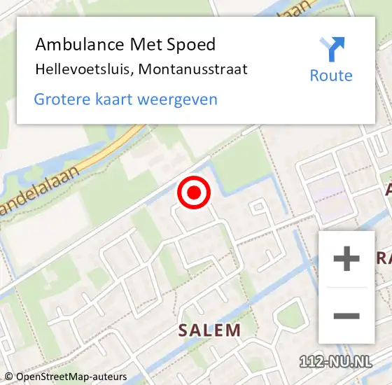 Locatie op kaart van de 112 melding: Ambulance Met Spoed Naar Hellevoetsluis, Montanusstraat op 29 maart 2016 07:07