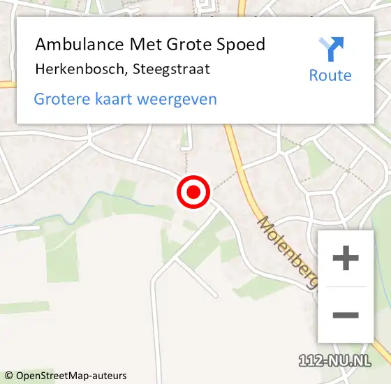 Locatie op kaart van de 112 melding: Ambulance Met Grote Spoed Naar Herkenbosch, Steegstraat op 29 maart 2016 08:39