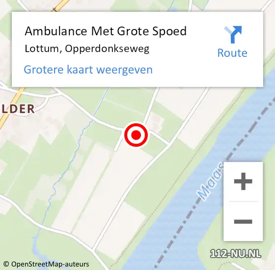 Locatie op kaart van de 112 melding: Ambulance Met Grote Spoed Naar Lottum, Opperdonkseweg op 10 december 2013 11:12