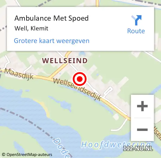 Locatie op kaart van de 112 melding: Ambulance Met Spoed Naar Well, Klemit op 29 maart 2016 10:28