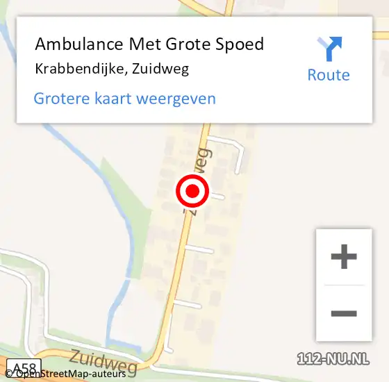 Locatie op kaart van de 112 melding: Ambulance Met Grote Spoed Naar Krabbendijke, Zuidweg op 29 maart 2016 10:29