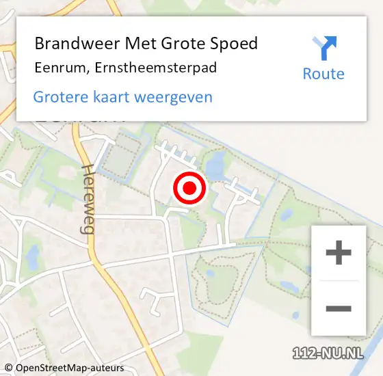 Locatie op kaart van de 112 melding: Brandweer Met Grote Spoed Naar Eenrum, Ernstheemsterpad op 29 maart 2016 11:06