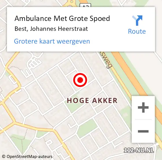 Locatie op kaart van de 112 melding: Ambulance Met Grote Spoed Naar Best, Johannes Heerstraat op 29 maart 2016 11:25