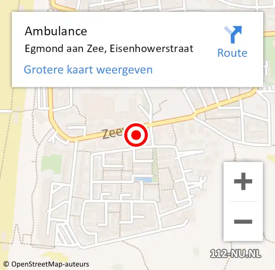 Locatie op kaart van de 112 melding: Ambulance Egmond aan Zee, Eisenhowerstraat op 29 maart 2016 11:49