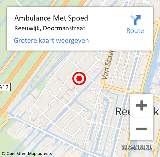 Locatie op kaart van de 112 melding: Ambulance Met Spoed Naar Reeuwijk, Doormanstraat op 29 maart 2016 12:34