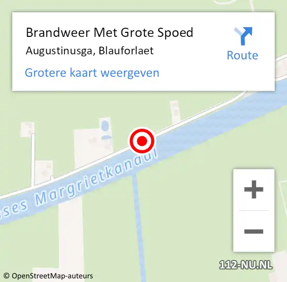 Locatie op kaart van de 112 melding: Brandweer Met Grote Spoed Naar Augustinusga, Blauforlaet op 29 maart 2016 12:48