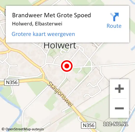 Locatie op kaart van de 112 melding: Brandweer Met Grote Spoed Naar Holwerd, Elbasterwei op 29 maart 2016 14:12