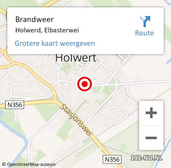 Locatie op kaart van de 112 melding: Brandweer Holwerd, Elbasterwei op 29 maart 2016 14:22