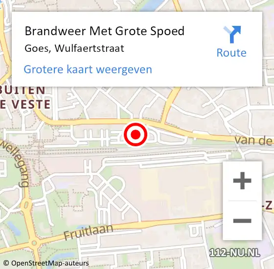 Locatie op kaart van de 112 melding: Brandweer Met Grote Spoed Naar Goes, Wulfaertstraat op 29 maart 2016 15:37