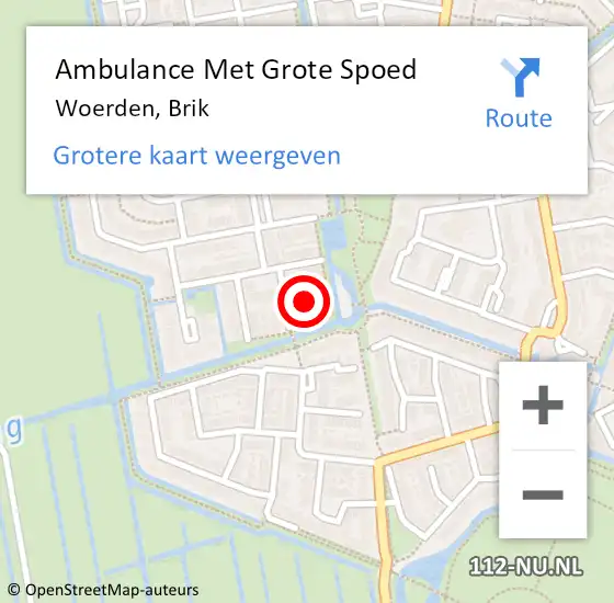 Locatie op kaart van de 112 melding: Ambulance Met Grote Spoed Naar Woerden, Brik op 29 maart 2016 15:54