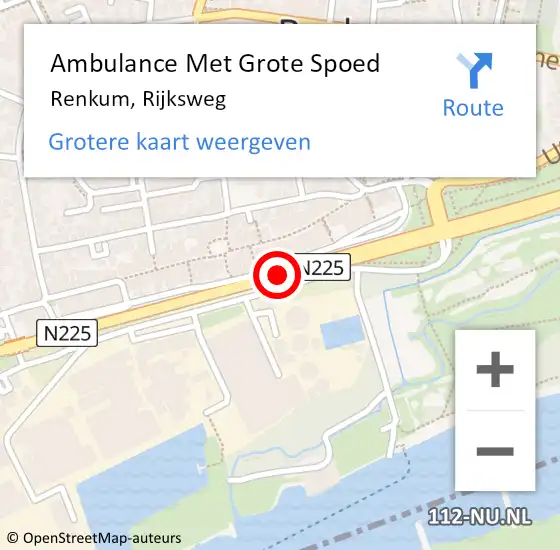 Locatie op kaart van de 112 melding: Ambulance Met Grote Spoed Naar Renkum, Rijksweg op 29 maart 2016 16:46