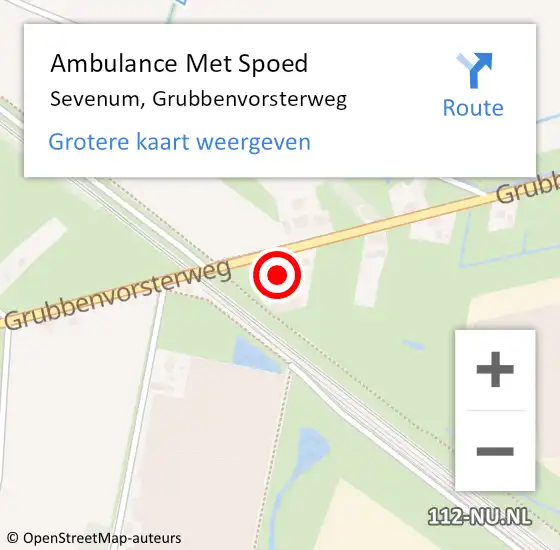 Locatie op kaart van de 112 melding: Ambulance Met Spoed Naar Sevenum, Grubbenvorsterweg op 29 maart 2016 17:40