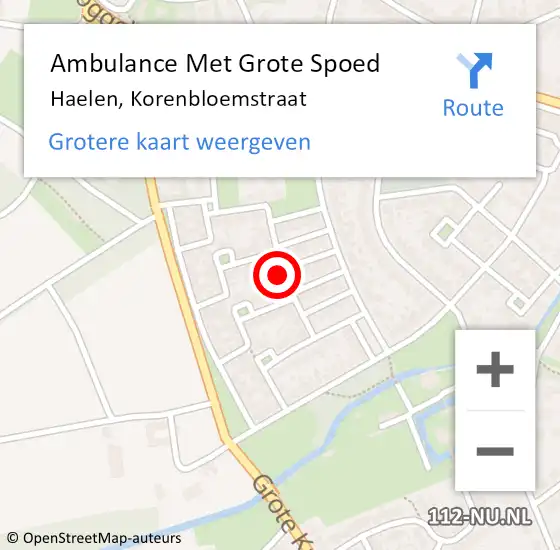 Locatie op kaart van de 112 melding: Ambulance Met Grote Spoed Naar Haelen, Korenbloemstraat op 29 maart 2016 18:57