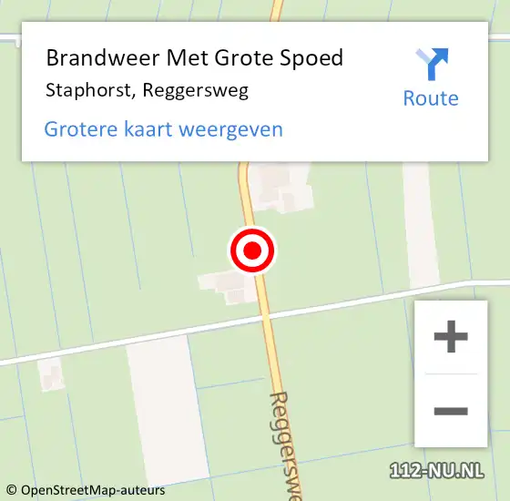 Locatie op kaart van de 112 melding: Brandweer Met Grote Spoed Naar Staphorst, Reggersweg op 29 maart 2016 19:08