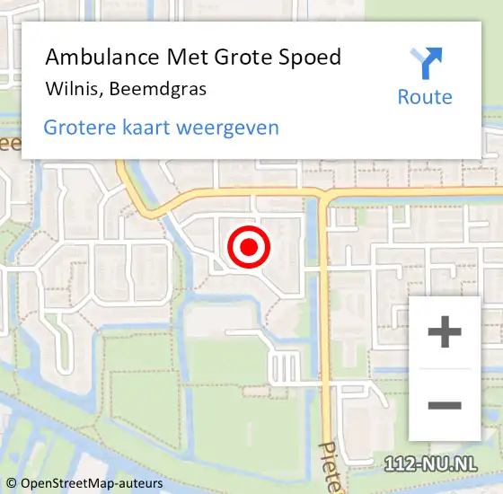 Locatie op kaart van de 112 melding: Ambulance Met Grote Spoed Naar Wilnis, Beemdgras op 29 maart 2016 19:34