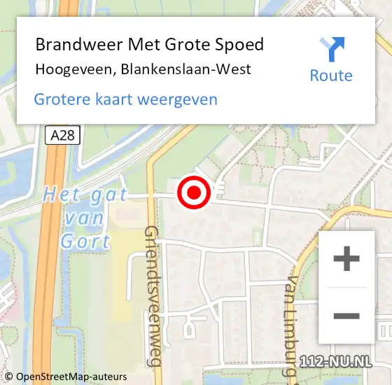 Locatie op kaart van de 112 melding: Brandweer Met Grote Spoed Naar Hoogeveen, Blankenslaan-West op 29 maart 2016 20:51