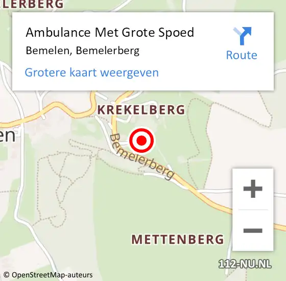 Locatie op kaart van de 112 melding: Ambulance Met Grote Spoed Naar Bemelen, Bemelerberg op 15 september 2013 15:48