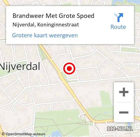 Locatie op kaart van de 112 melding: Brandweer Met Grote Spoed Naar Nijverdal, Koninginnestraat op 29 maart 2016 22:55