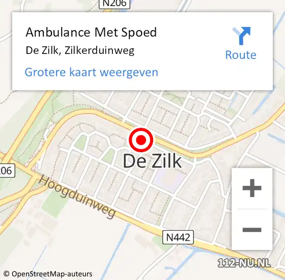 Locatie op kaart van de 112 melding: Ambulance Met Spoed Naar De Zilk, Zilkerduinweg op 29 maart 2016 23:44