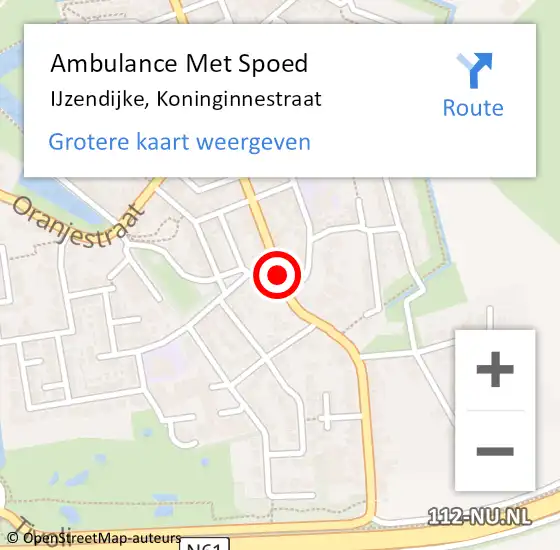 Locatie op kaart van de 112 melding: Ambulance Met Spoed Naar IJzendijke, Koninginnestraat op 30 maart 2016 03:19