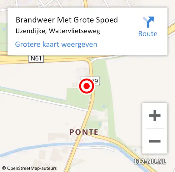 Locatie op kaart van de 112 melding: Brandweer Met Grote Spoed Naar IJzendijke, Watervlietseweg op 30 maart 2016 06:36