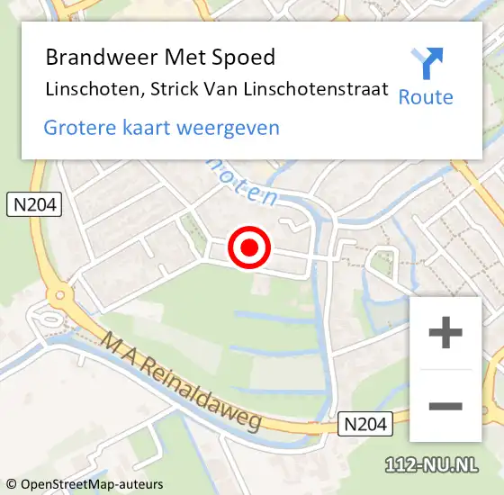 Locatie op kaart van de 112 melding: Brandweer Met Spoed Naar Linschoten, Strick Van Linschotenstraat op 30 maart 2016 07:29