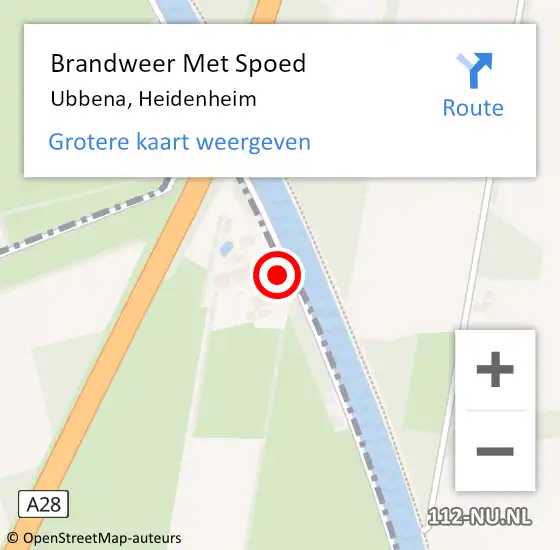 Locatie op kaart van de 112 melding: Brandweer Met Spoed Naar Ubbena, Heidenheim op 30 maart 2016 08:02