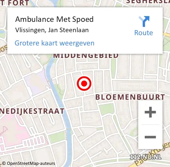 Locatie op kaart van de 112 melding: Ambulance Met Spoed Naar Vlissingen, Jan Steenlaan op 30 maart 2016 08:37