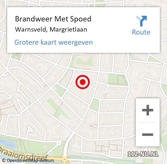 Locatie op kaart van de 112 melding: Brandweer Met Spoed Naar Warnsveld, Margrietlaan op 30 maart 2016 08:54