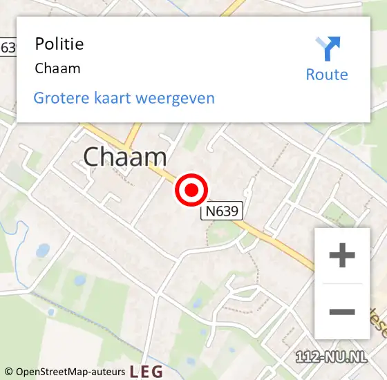 Locatie op kaart van de 112 melding: Politie Chaam op 30 maart 2016 09:41