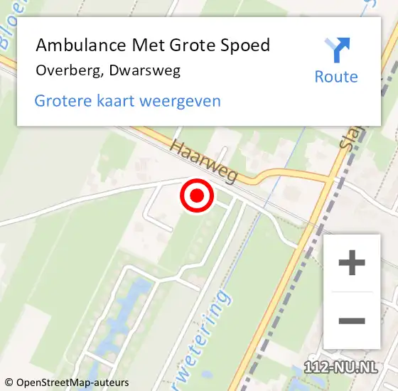 Locatie op kaart van de 112 melding: Ambulance Met Grote Spoed Naar Overberg, Dwarsweg op 30 maart 2016 09:53