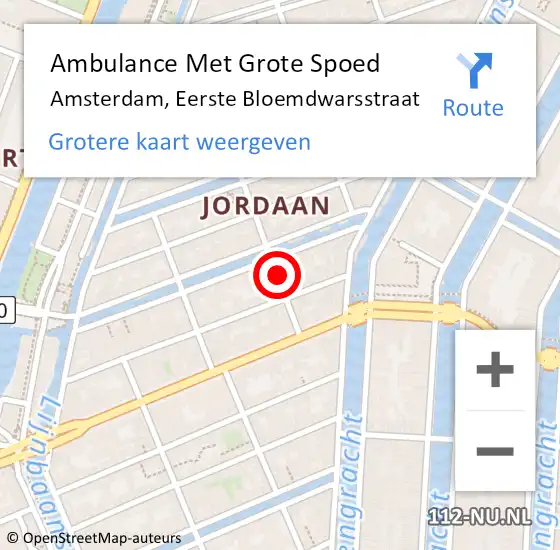 Locatie op kaart van de 112 melding: Ambulance Met Grote Spoed Naar Amsterdam, Eerste Bloemdwarsstraat op 30 maart 2016 10:48
