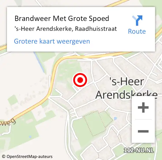 Locatie op kaart van de 112 melding: Brandweer Met Grote Spoed Naar 's-Heer Arendskerke, Raadhuisstraat op 30 maart 2016 11:04