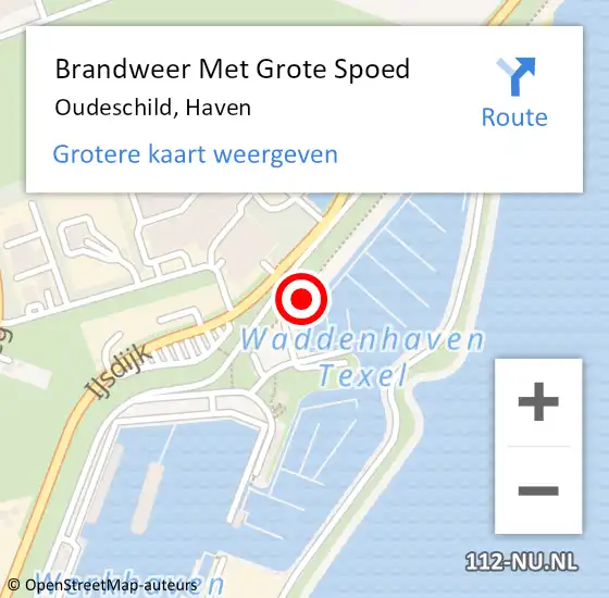 Locatie op kaart van de 112 melding: Brandweer Met Grote Spoed Naar Oudeschild, Haven op 30 maart 2016 12:27