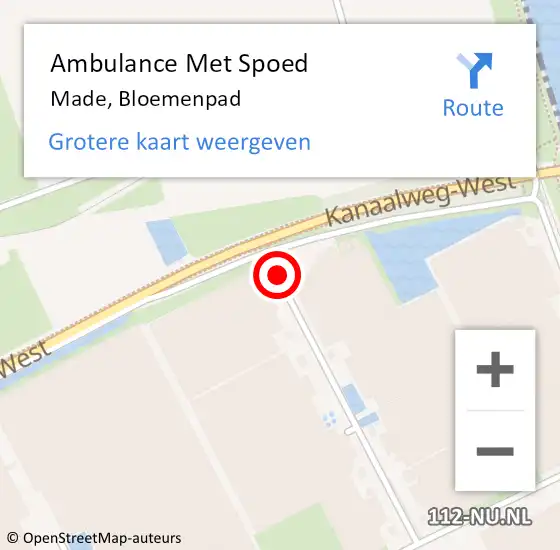 Locatie op kaart van de 112 melding: Ambulance Met Spoed Naar Made, Bloemenpad op 30 maart 2016 12:55