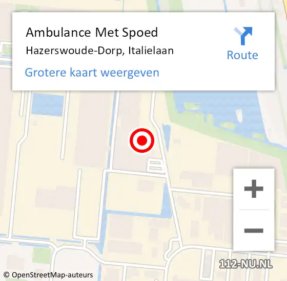 Locatie op kaart van de 112 melding: Ambulance Met Spoed Naar Hazerswoude-Dorp, Italielaan op 30 maart 2016 13:12