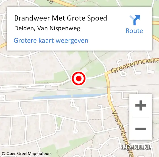 Locatie op kaart van de 112 melding: Brandweer Met Grote Spoed Naar Delden, Van Nispenweg op 30 maart 2016 13:18