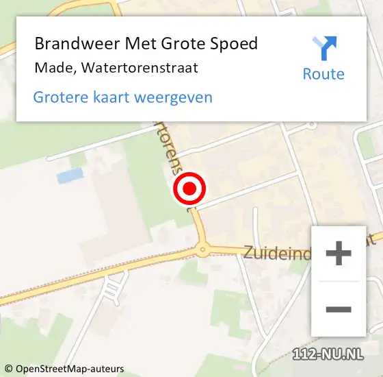 Locatie op kaart van de 112 melding: Brandweer Met Grote Spoed Naar Made, Watertorenstraat op 30 maart 2016 13:45