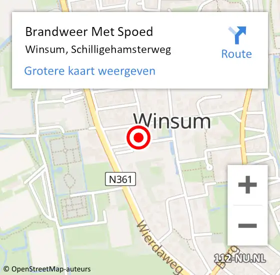 Locatie op kaart van de 112 melding: Brandweer Met Spoed Naar Winsum, Schilligehamsterweg op 30 maart 2016 14:04