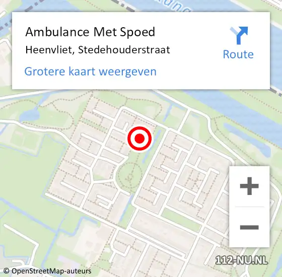 Locatie op kaart van de 112 melding: Ambulance Met Spoed Naar Heenvliet, Stedehouderstraat op 30 maart 2016 14:55