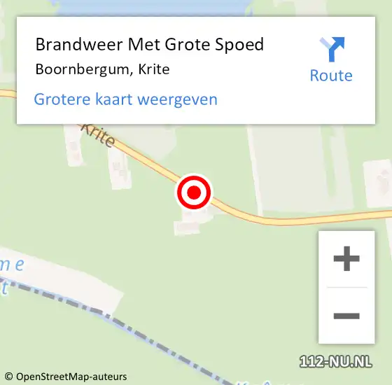 Locatie op kaart van de 112 melding: Brandweer Met Grote Spoed Naar Boornbergum, Krite op 30 maart 2016 15:52