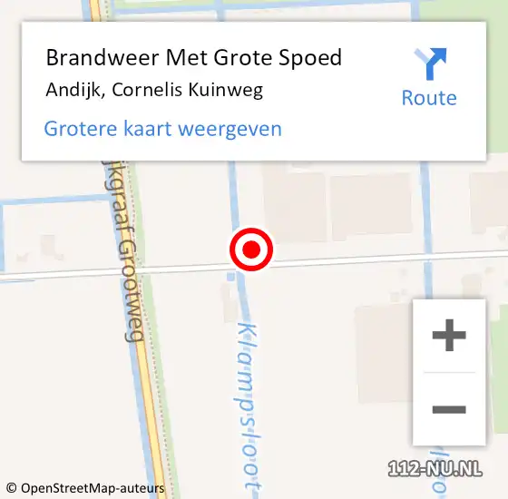 Locatie op kaart van de 112 melding: Brandweer Met Grote Spoed Naar Andijk, Cornelis Kuinweg op 30 maart 2016 16:18