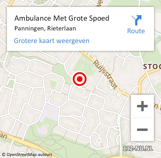 Locatie op kaart van de 112 melding: Ambulance Met Grote Spoed Naar Panningen, Rieterlaan op 30 maart 2016 16:34