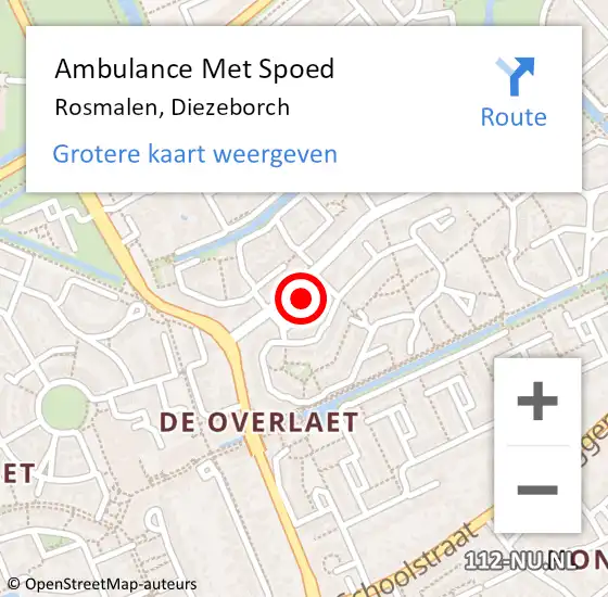 Locatie op kaart van de 112 melding: Ambulance Met Spoed Naar Rosmalen, Diezeborch op 30 maart 2016 17:20