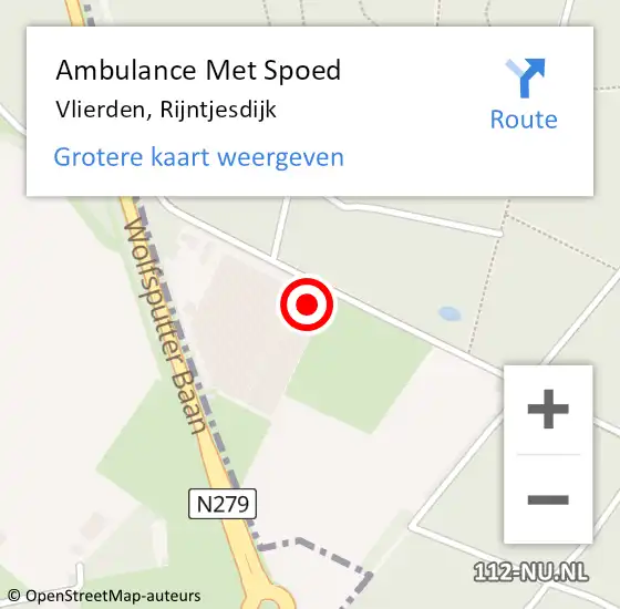 Locatie op kaart van de 112 melding: Ambulance Met Spoed Naar Vlierden, Rijntjesdijk op 30 maart 2016 18:25