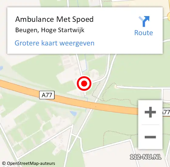 Locatie op kaart van de 112 melding: Ambulance Met Spoed Naar Beugen, Hoge Startwijk op 30 maart 2016 18:36